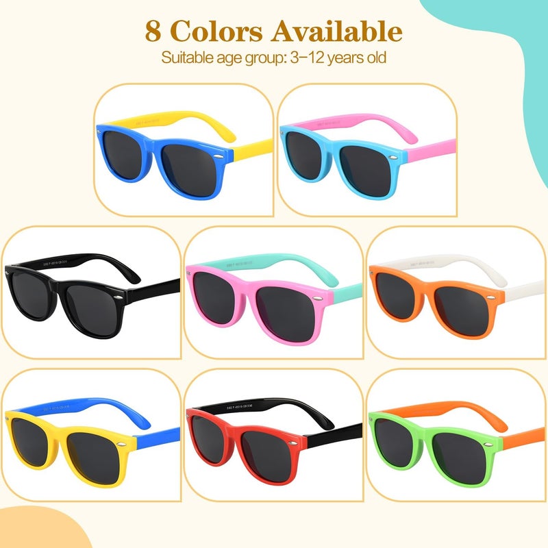 Mdvora 1/2/4/8/12/24pcs Kids Polarized Sunglasses, Toddler Sunglasses UV Protection Flexible Rubber Glasses Shades - Image 2